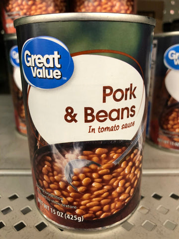 6 Cans of Great Value Pork & Beans in Tomato Sauce, 15 oz