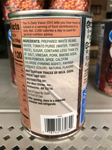 6 Cans of Great Value Pork & Beans in Tomato Sauce, 15 oz