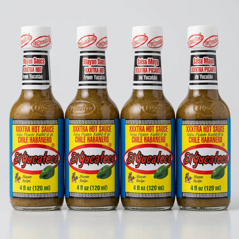 4 Bottles of El Yucateco Salsa Xxxtra Hot Chile Habanero Sauce, 4 oz