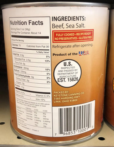 2 Cans Keystone All Natural Beef 28 Oz