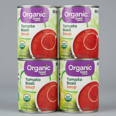 4 Cans of Great Value Organic Tomato Basil Soup, 18.6 oz