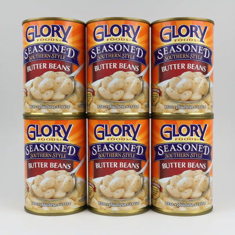 6 CANS Glory Foods Seasoned Southern Style Butter Beans 15.5 oz Can