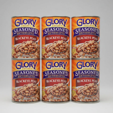 6 CANS Glory Foods Seasoned Southern Style Blackeye Peas 15.5 oz Can Soup