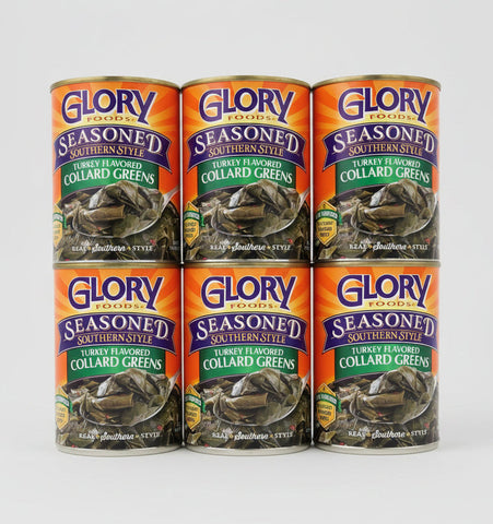 6 CANS Glory Seasoned Southern Style Smoked Turkey Flavored Collard Greens