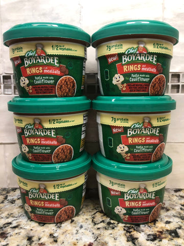6 BOWLS Chef Boyardee Microwavable Cauliflower Ring Meatballs Tomato Sauce 7.25 Oz