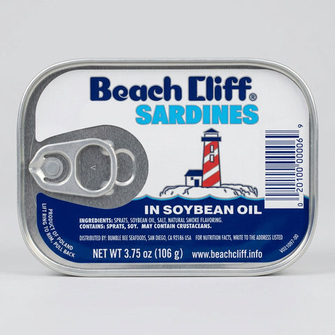18 Cans Beach Cliff Sardines in Soybean Oil Herring Fish Can Snack Kipper Fresh