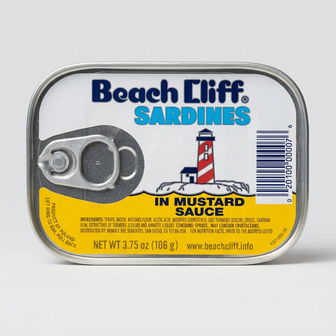 18 Cans Beach Cliff Sardines in Yellow Mustard Sauce Herring Snack Kipper Fresh