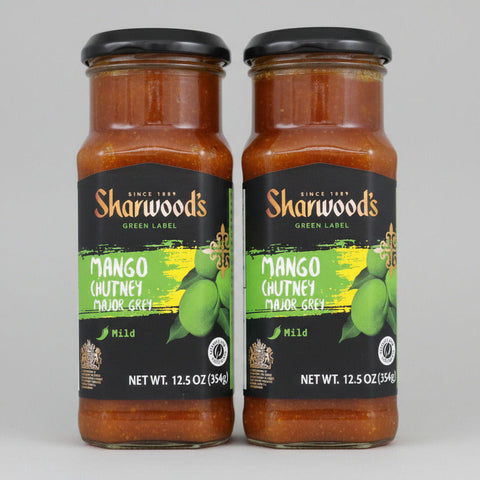 2 Bottles Sharwoods Major Grey Mango Mild and Fruity Chutney 12.5 oz Jelly