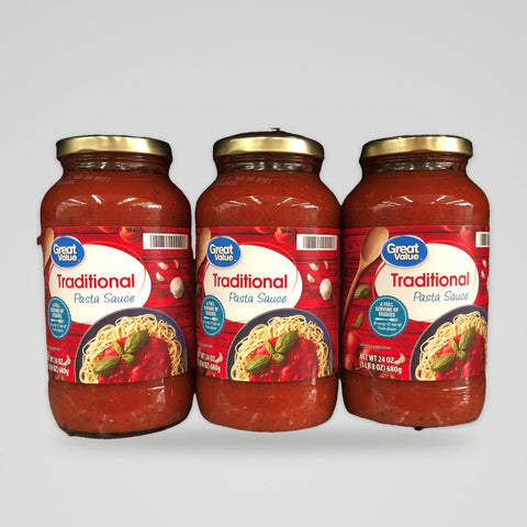3 Jars of Great Value Traditional Spaghetti Pasta Sauce 3 ct, 24 oz