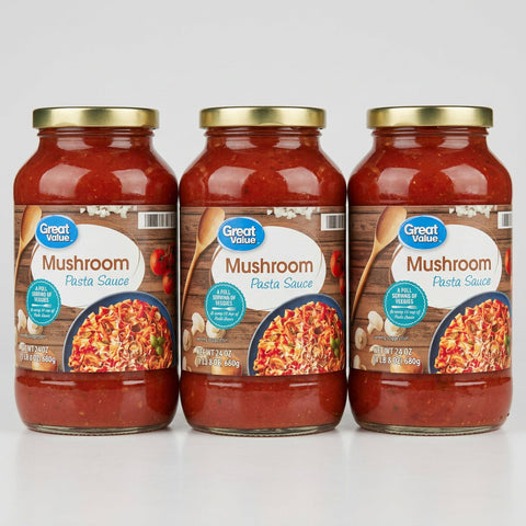 3 Jars of Great Value Mushroom Spaghetti Pasta Sauce 3 ct, 24 oz
