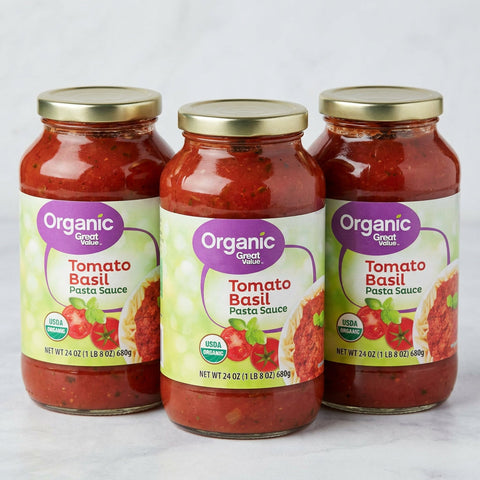 3 Jars of Great Value Organic Tomato Basil Spaghetti Pasta Sauce 3 ct, 24 oz