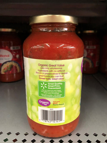 3 Jars of Great Value Organic Tomato Basil Spaghetti Pasta Sauce 3 ct, 24 oz