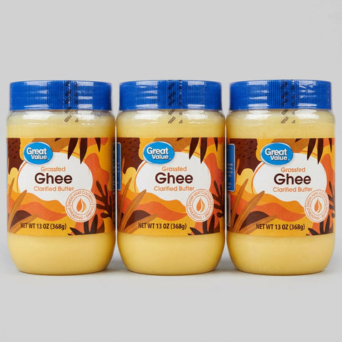 3 Jars Great Value Grass-Fed Ghee Clarified Butter 13 Oz
