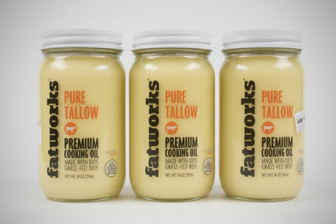 3 JARS Fatworks Pure Grass-Fed Beef Tallow 14 Oz Baking Premium Cooking Oil