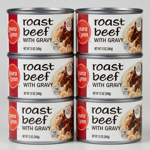 6 Cans of Laura Lynn Fully Cooked Roast Beef in Gravy, 12 oz