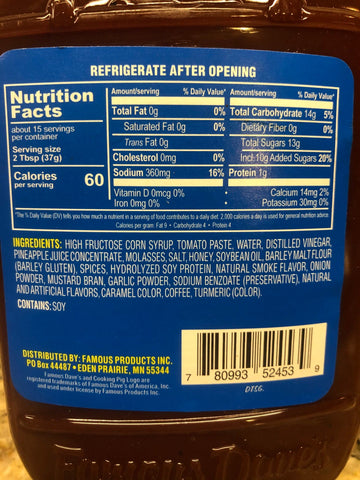 3 Bottles of Famous Dave's Rich & Sassy BBQ Sauce, 20 oz