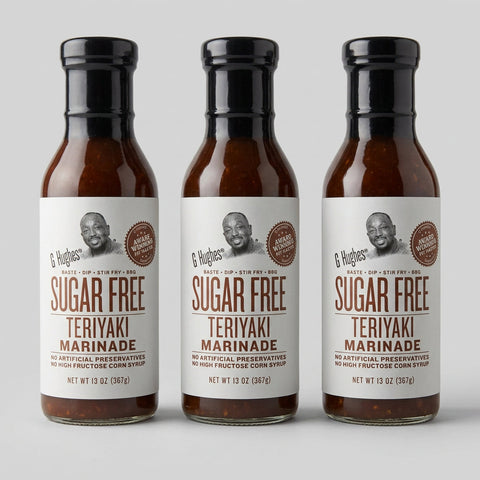 3 Bottles of G Hughes Sugar Free Original Teriyaki Marinade Sauce, 12 oz