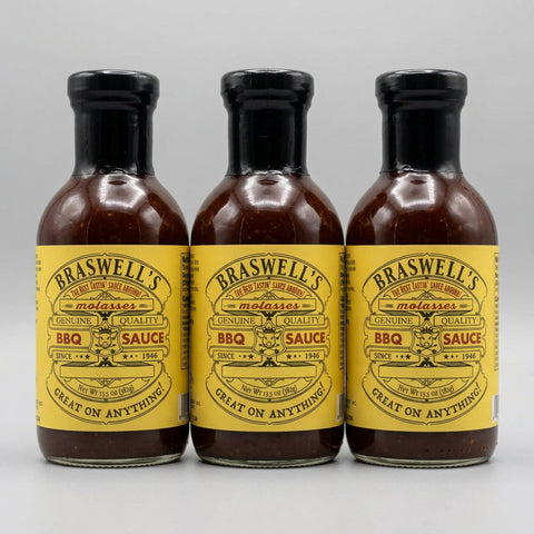 3 Bottles of Braswells Barbecue Sweet Molasses BBQ & Dipping Sauce, 13.5 oz