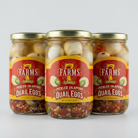 3 Jars of Cajun Classics 7 Farms Pickled Jalapeno Quail Eggs, 16 oz