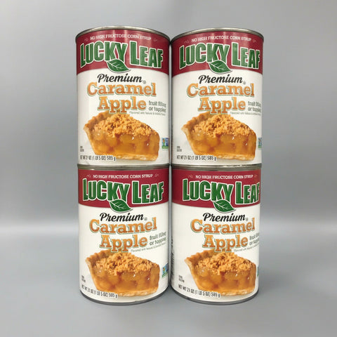 4 CANS Lucky Leaf Premium Caramel Apple Pie Filling & Topping 21 oz