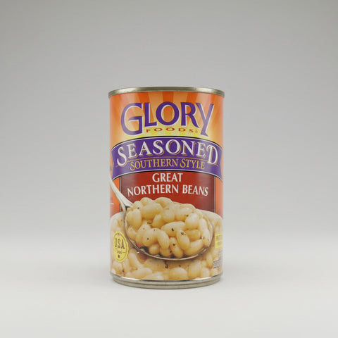 6 CANS Glory Foods Seasoned Southern Style Great Northern Beans 15.5 Oz can