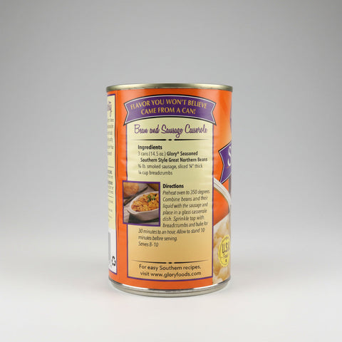 6 CANS Glory Foods Seasoned Southern Style Great Northern Beans 15.5 Oz can