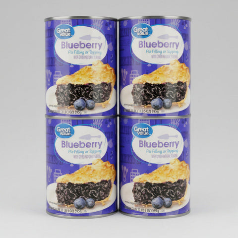 4 CANS Great Value Blueberry Pie Filling & Topping 21 oz Crust Muffin