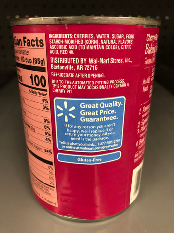 4 Cans of Great Value Cherry Pie Filling & Topping, 21 oz