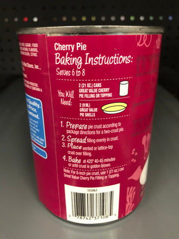 4 Cans of Great Value Cherry Pie Filling & Topping, 21 oz