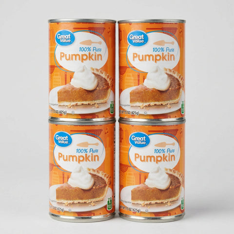 4 Cans of Great Value 100% Pure Pumpkin, 15 oz