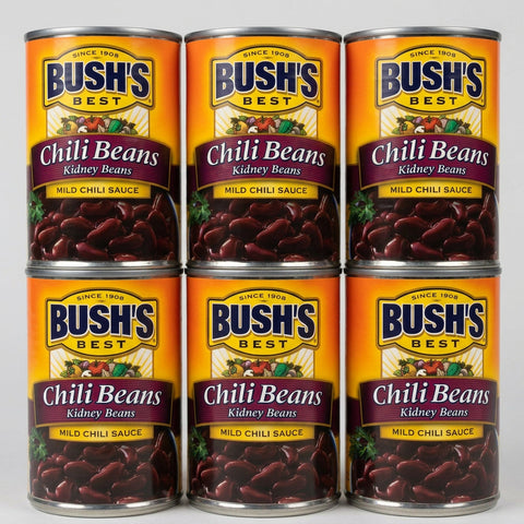 6 Cans of Bush's Chili Beans, Kidney Beans in Mild Chili Sauce, 16 oz