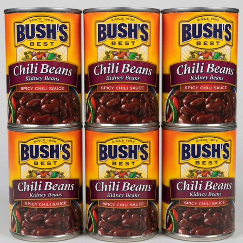 6 Cans of Bush's Chili Beans, Kidney Beans in Spicy Chili Sauce, 16 oz