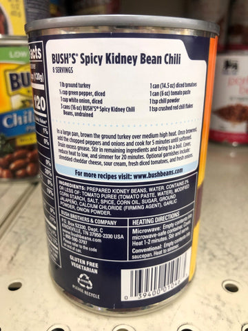 6 Cans of Bush's Chili Beans, Kidney Beans in Spicy Chili Sauce, 16 oz