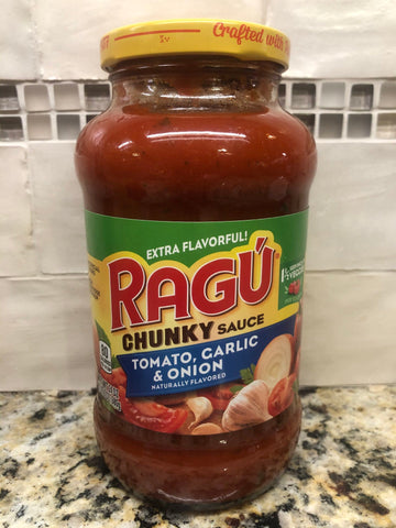 3 Jars of Ragu Chunky Tomato, Garlic & Onion Spaghetti Pasta Sauce, 24 oz