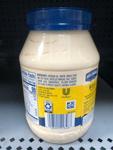 2 Jars of Hellmann's Real Mayonnaise Real Mayo, 30 oz