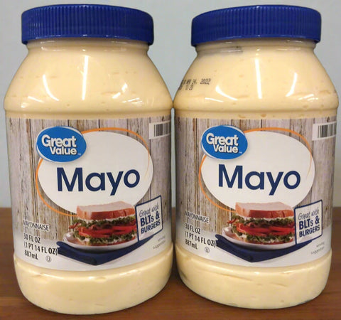 2 JARS Great Value Real Mayonnaise Mayo 30 oz Sandwich Dressing