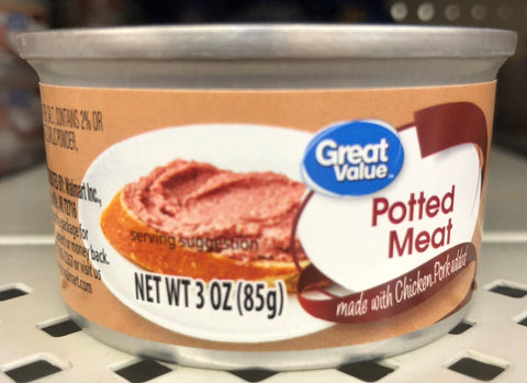 12 Cans of Great Value Chicken & Pork Potted Meat, 3 oz