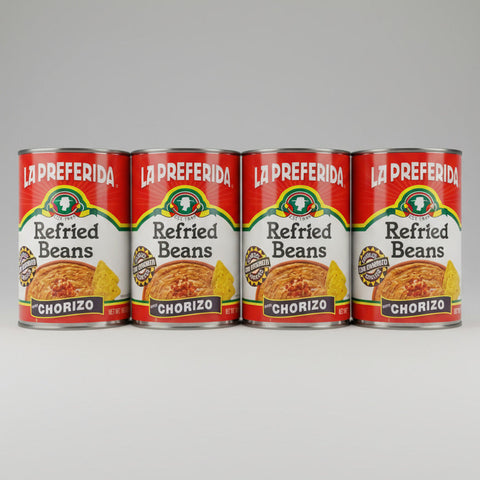4 CANS La Preferida Refried Beans With Chorizo 16 oz Can Pintos Taco Filing