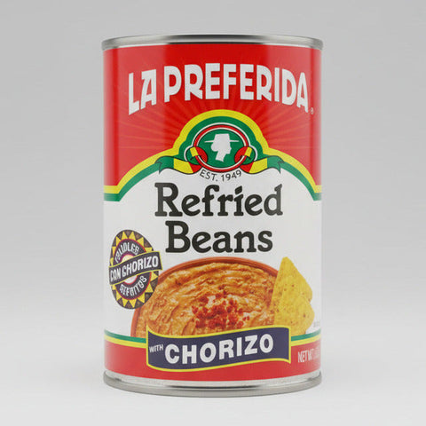 4 CANS La Preferida Refried Beans With Chorizo 16 oz Can Pintos Taco Filing