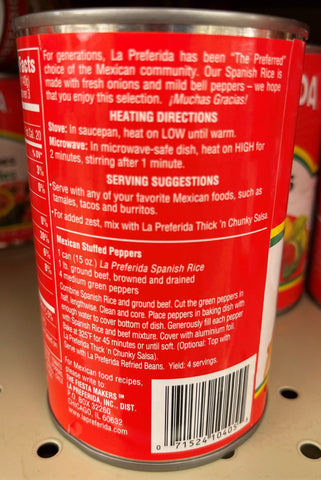 4 Cans La Preferida Spanish Rice With Bell Peppers & Onions 15 Oz Can