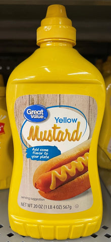 4 Squeeze Bottles of Great Value Yellow Mustard 20 Oz Deli Hot Dog