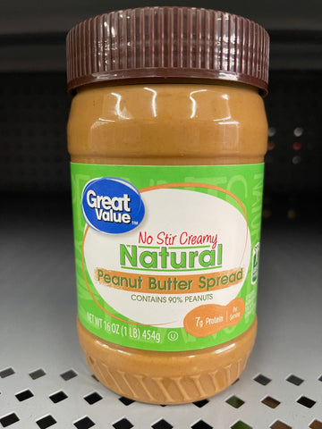 3 Jars of Great Value Natural No Stir Creamy Peanut Butter, 16 oz