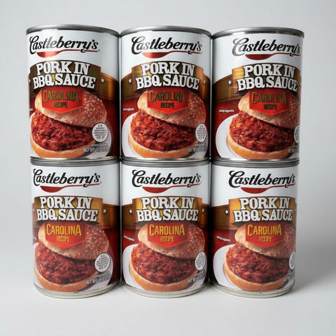 6 Cans Castleberry's Carolina Recipe Pork in BBQ Sauce Sandwich Chopped Pulled