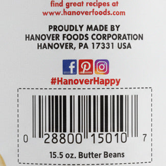 6 CANS Hanover Butter Beans 15.5 oz Can Large Limas in Sauce