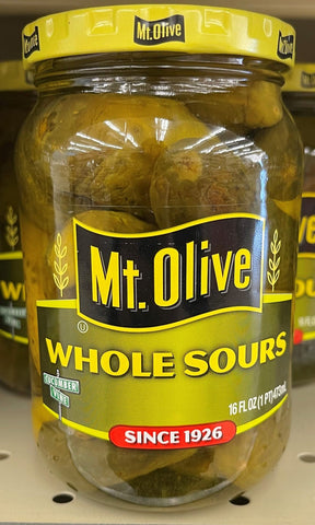 3 Jars of Mount Olive Whole Sours Pickles, 16 oz