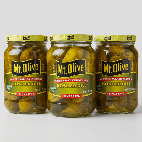 3 Jars of Mount Olive Petite Snack Cruncher Kosher Dill Pickles, 16 oz