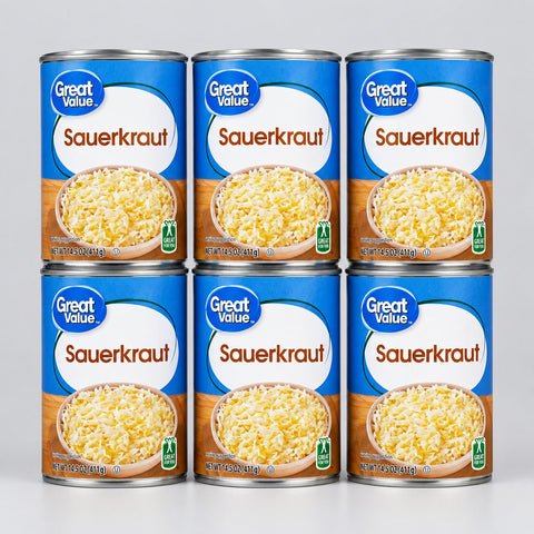 6 Cans of Great Value Sauerkraut, 14.5 oz