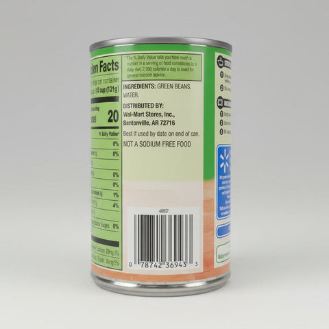 6 CANS Great Value No Salt Added Cut Green Beans 14.5 oz Can String