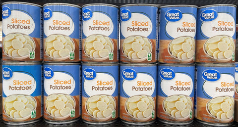 12 Cans of Great Value Sliced Potatoes, 15 oz