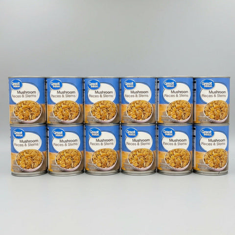 12 CANS Great Value Mushroom Pieces & Stems 8 oz Can Salad Pizza Paste